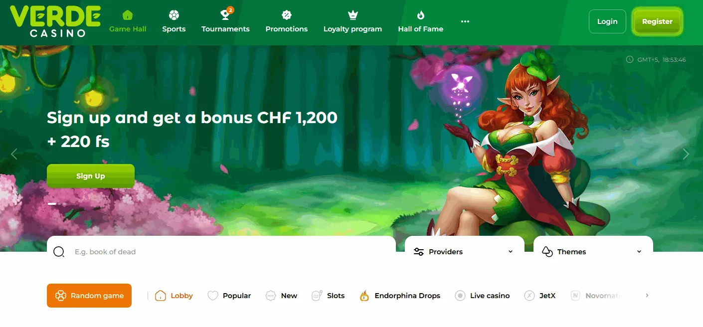 Verde Casino Homepage