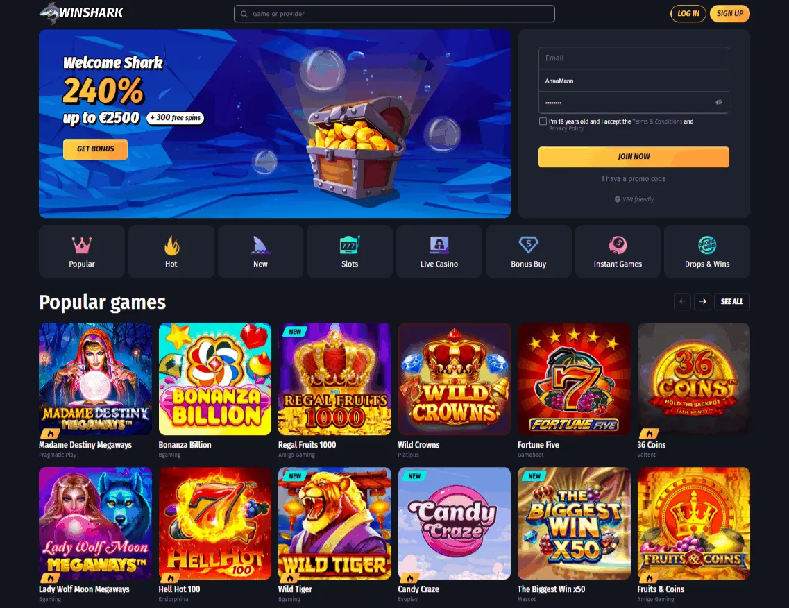 Winshark Casino for DACH Players